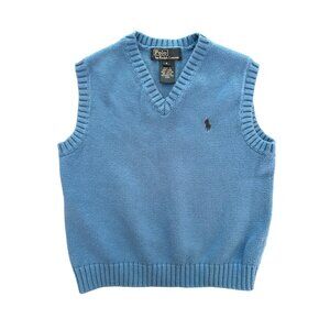 Polo Ralph Lauren Boys 100% Cotton Preppy Sweater Vest in Blue Size 5T Size 5